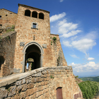 old building with a view in Civita di Bagnoregio, italy