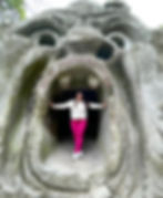 woman inside one of the monster's mouth bomarzo park of monsters italy