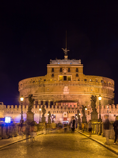 View of Castel Sant'Angelo from the Ponte Elio Bridge at Night